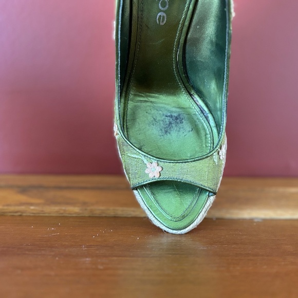 Silk Peep-Toe, Wedge Heel Espadrille Shoes Size 6 - Picture 6 of 6